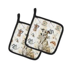 Load image into Gallery viewer, Brindle Whippet Coffee Bar Pair of Pot Holders