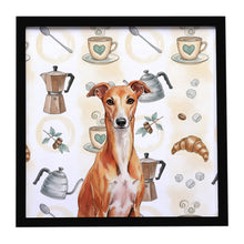 Load image into Gallery viewer, Red Whippet Coffee Bar Framed Metal Print