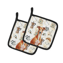 Load image into Gallery viewer, Red Whippet Coffee Bar Pair of Pot Holders