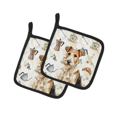 Load image into Gallery viewer, Wire Fox Terrier Coffee Bar Pair of Pot Holders