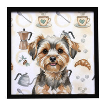 Load image into Gallery viewer, Yorkiepoo Coffee Bar Framed Metal Print