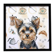Load image into Gallery viewer, Black and Tan Yorkshire Terrier Coffee Bar Framed Metal Print