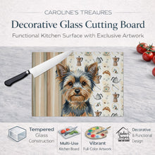 Load image into Gallery viewer, Blue and Tan Yorkshire Terrier Coffee Bar Glass Cutting Board