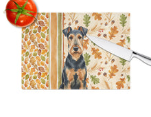Load image into Gallery viewer, Airedale Terrier Heirloom Fall Glass Cutting Board
