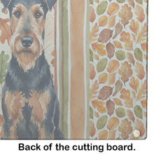 Load image into Gallery viewer, Airedale Terrier Heirloom Fall Glass Cutting Board