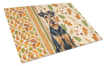 Load image into Gallery viewer, Airedale Terrier Heirloom Fall Glass Cutting Board