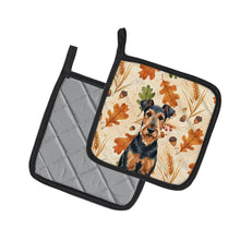 Load image into Gallery viewer, Airedale Terrier Heirloom Fall Pair of Pot Holders