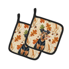 Load image into Gallery viewer, Airedale Terrier Heirloom Fall Pair of Pot Holders
