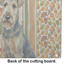 Load image into Gallery viewer, Grizzle Airedale Terrier Heirloom Fall Glass Cutting Board