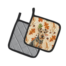 Load image into Gallery viewer, Grizzle Airedale Terrier Heirloom Fall Pair of Pot Holders