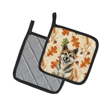 Load image into Gallery viewer, Brindle Akita Heirloom Fall Pair of Pot Holders