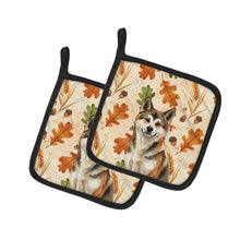 Load image into Gallery viewer, Sesame Akita Heirloom Fall Pair of Pot Holders