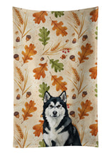 Load image into Gallery viewer, Black and White Alaskan Malamute Heirloom Fall Kitchen Towel