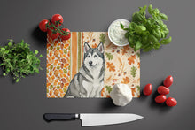 Load image into Gallery viewer, Gray and White Alaskan Malamute Heirloom Fall Glass Cutting Board