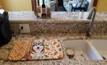 Load image into Gallery viewer, Red and White Alaskan Malamute Heirloom Fall Dish Drying Mat