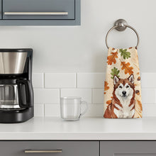 Load image into Gallery viewer, Red and White Alaskan Malamute Heirloom Fall Kitchen Towel