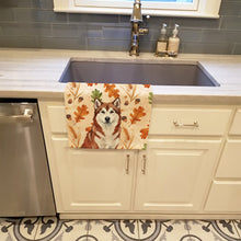 Load image into Gallery viewer, Red and White Alaskan Malamute Heirloom Fall Kitchen Towel