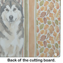 Load image into Gallery viewer, Sable and White Alaskan Malamute Heirloom Fall Glass Cutting Board