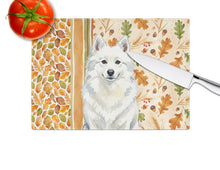 Load image into Gallery viewer, American Eskimo Heirloom Fall Glass Cutting Board