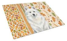 Load image into Gallery viewer, American Eskimo Heirloom Fall Glass Cutting Board