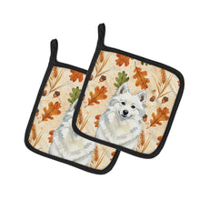 Load image into Gallery viewer, American Eskimo Heirloom Fall Pair of Pot Holders