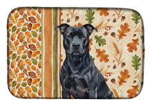 Load image into Gallery viewer, Black American Staffordshire Terrier Heirloom Fall Dish Drying Mat