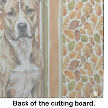 Load image into Gallery viewer, Brindle American Staffordshire Terrier Heirloom Fall Glass Cutting Board