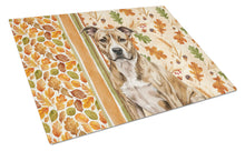 Load image into Gallery viewer, Brindle American Staffordshire Terrier Heirloom Fall Glass Cutting Board