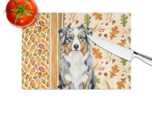 Load image into Gallery viewer, Blue Merle Australian Shepherd Heirloom Fall Glass Cutting Board