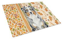 Load image into Gallery viewer, Blue Merle Australian Shepherd Heirloom Fall Glass Cutting Board