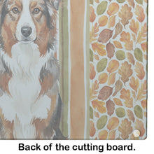 Load image into Gallery viewer, Red Merle Australian Shepherd Heirloom Fall Glass Cutting Board
