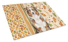 Load image into Gallery viewer, Red Merle Australian Shepherd Heirloom Fall Glass Cutting Board