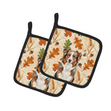 Load image into Gallery viewer, Red Merle Australian Shepherd Heirloom Fall Pair of Pot Holders