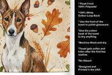 Load image into Gallery viewer, Brindle and White Basenji Heirloom Fall Kitchen Towel
