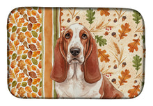 Load image into Gallery viewer, Red and White Basset Hound Heirloom Fall Dish Drying Mat