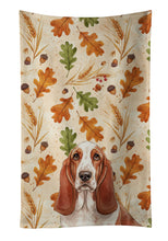 Load image into Gallery viewer, Red and White Basset Hound Heirloom Fall Kitchen Towel