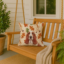 Load image into Gallery viewer, Red and White Basset Hound Heirloom Fall Throw Pillow