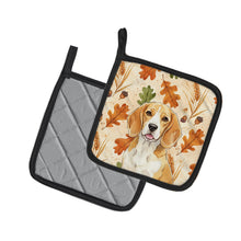 Load image into Gallery viewer, Lemon and White Beagle Heirloom Fall Pair of Pot Holders