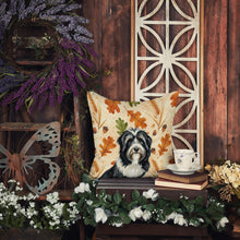 Load image into Gallery viewer, Black Bearded Collie Heirloom Fall Throw Pillow