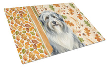 Load image into Gallery viewer, Bearded Collie Heirloom Fall Glass Cutting Board
