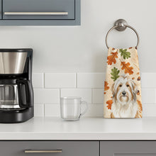 Load image into Gallery viewer, White and Tan Bearded Collie Heirloom Fall Kitchen Towel
