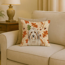 Load image into Gallery viewer, White and Tan Bearded Collie Heirloom Fall Throw Pillow