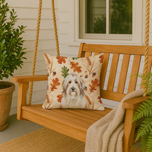 Load image into Gallery viewer, White and Tan Bearded Collie Heirloom Fall Throw Pillow