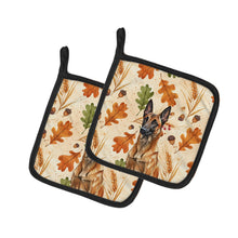 Load image into Gallery viewer, Mahogany Belgian Malinois Heirloom Fall Pair of Pot Holders