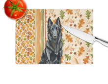 Load image into Gallery viewer, Belgian Sheepdog Groenendael Heirloom Fall Glass Cutting Board