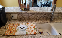 Load image into Gallery viewer, Bichon Frise Heirloom Fall Dish Drying Mat