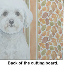 Load image into Gallery viewer, Bichon Frise Heirloom Fall Glass Cutting Board