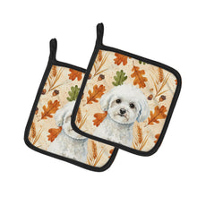Load image into Gallery viewer, Bichon Frise Heirloom Fall Pair of Pot Holders