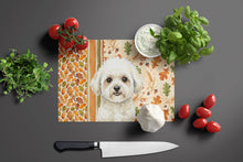Load image into Gallery viewer, White and Cream Bichon Frise Heirloom Fall Glass Cutting Board