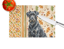 Load image into Gallery viewer, Black Russian Terrier Heirloom Fall Glass Cutting Board